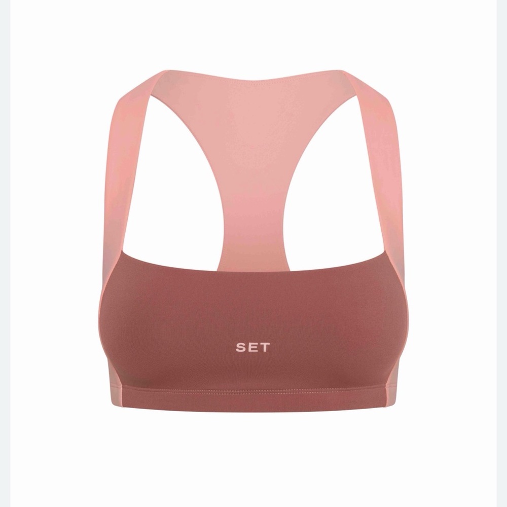 SET Active Two-Tone Racerback Sports Bra in Rose and Blush